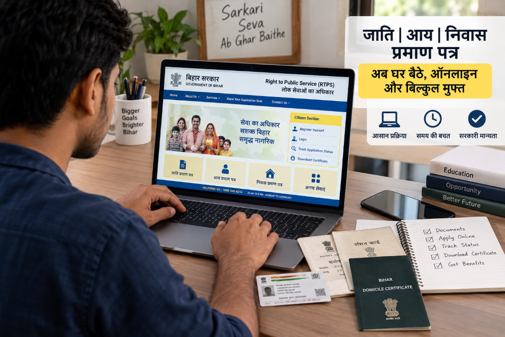 RTPS बिहार 2026: जाति, आय और निवास प्रमाण पत्र ऑनलाइन कैसे बनाएं (पूरी गाइड)