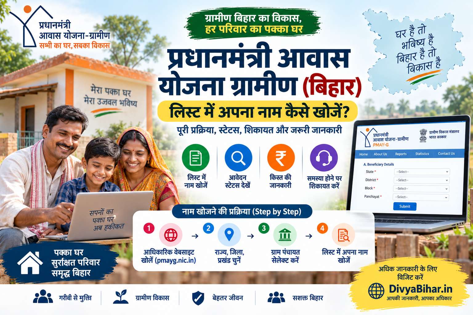 प्रधानमंत्री आवास योजना ग्रामीण (बिहार) लिस्ट में अपना नाम कैसे खोजें