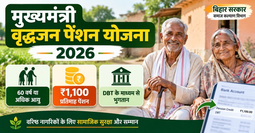 मुख्यमंत्री वृद्धजन पेंशन योजना 2026: ₹1,100 मासिक पेंशन, पात्रता और आवेदन प्रक्रिया
