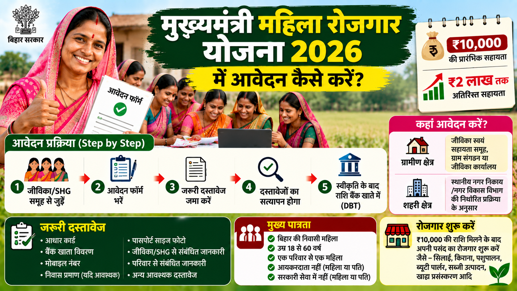 मुख्यमंत्री महिला रोजगार योजना 2026 में आवेदन कैसे करें?