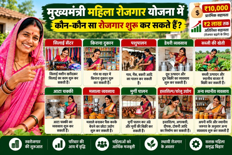 मुख्यमंत्री महिला रोजगार योजना में कौन-कौन सा रोजगार शुरू कर सकते हैं? 2026